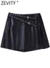 Kvinnors shorts Zanut Rok Pendek Berlipat Mini Kulit Pu Desain Sabuk Wanita Kulot Celana Seksi Chic Pantalon Cortos P2596 230515