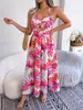 Casual jurken Vakantie strand Lange vrouwen sexy backless bloemen mouwloze holle Sling Summer Ladies Hawaiian Elegant 230517