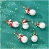 Dangle Chandelier Christmas Earrings Holiday Ornaments Set Gifts For Female Girls Thanksgiving Snowman Snowflakes Deer Santa Claus Dhuru
