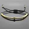 Charm Armband 1st Fashion Men Gold Color 4mm Round Peads 6mm Micro Pave CZ Braiding Macrame Armband Christmas's Gift