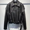 Kvinnors läder Yoloagain 2023 Hösten överdimensionerade Moto Biker Jacket Coat Women