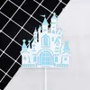 Creative cake inserts three-dimensional cartoon fairy tale castle pink blue atmosphere layout inserts