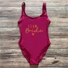 Onepiece Costumes Bachelorette Party Maillot De Bain Femmes ÉQUIPE Mariée Coeur Imprimer Sexy Body Natation Maillot De Bain Plus La Taille Beachwear 230515