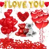 Party Decoration 1Set Valentine's Day I Love You Hug Bear Balloons Foil Heart Balloon For Wedding Baby Shower Birthday Supplies