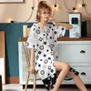 Dames slaapkleding zomer nachtdress dames ijs zijden sexy shirt 2023 senior feel vriendje stijl pyjama's