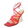 Kleidschuhe Fee Stil Mode High Heel Weinglas Sandalen Frauen Große Größe 35-45 Transparent Sexy Nachtclub Damengläser