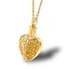 Hanger kettingen roestvrijstalen gouden crematie urn as hart zirkon stenen ketting sieraden cadeau voor mens
