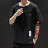 T-shirt da uomo 5XL 4XL 115KG Abbigliamento da uomo Camicia hip-hop allentata Manica da uomo Young Tide Maglietta da uomo estiva con maniche corte in tessuto di lino J230516