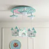 Lampes Suspendues Dessin Animé Créatif Château Lustre Garçons Et Filles Chambre Chambre D'enfants Lumière Moderne Simple Couleur En Bois Massif Maison Lustre