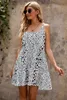 white Tiered Leopard Babydoll Dress 2023 Hot New I85y#