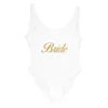 Women's Swimwear Swimwear Women Swimsuit Team Bride Glitter Gold Print Bathing Suit Monokini Bodysuit Bachelor Party 230512