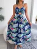 Casual jurken Vakantie strand Lange vrouwen sexy backless bloemen mouwloze holle Sling Summer Ladies Hawaiian Elegant 230517