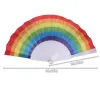 Favores de fiesta Ventilador de arco iris Orgullo gay Hueso de plástico Arco iris Abanicos de mano Eventos LGBT Fiestas temáticas de arco iris Regalos 23 CM i0517