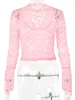 女子TシャツジュリッサMO Vネックの長袖レーススキニートップス衣装を見る女性サマーパーティークラブTシャツTEESクラブパーティー服230516