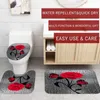 Shower Curtains Rose Flower Teal Curtain Set Butterfly Floral Bath Sets With Hooks Non-Slip Rugs Toilet Lid Cover Bathroom Mat