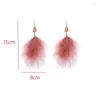 Boucles d'oreilles pendantes marque de mode européenne et américaine pour femme tempérament de luxe en peluche plume exagérée