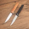 Coltello chiudibile Flipper BK256 di alta qualità 8Cr13Mov Lama a goccia satinata G10 / Legno con manico in lamiera di acciaio inossidabile Coltelli da campeggio all'aperto