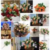 Decorative Flowers Silk Artificial Rose Decoration White Wedding Home Christmas Fall Fake Flower Bouquet Craft Wreath Supplies Valentine