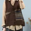 Kvinnors västar Spring Autumn Women's Sticked Vest Retro tröja Cardigan Sleeveless Tops Button Jacket Loose Plus Size Waistcoat Coat