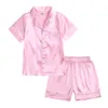 Pajamas Pakaian Anak Aad Musim Panas Baru set piyama sutra noda lembut parna polos nyaman anak Perempuan Laki Laki Setelan Tidur 230516