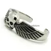 Cuff Men Fashion Gothic Stainless Steel Punk Skl Bracelet Drop Delivery Jewelry Bracelets Otv2R