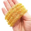 Bangle Flower Shaped Hollow Filigree Women Armband Yellow Gold Filled Classic Dubai Bridal Jewelry Gift