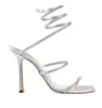 23S Women Wedding Bride White Strass Sandaal Hoge hakken RC-Sandal 105 mm vierkante hakken Jewel Sandalen Cleo schoenhiel Juwelen met juwelen Rijnpompen 35-43