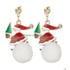 Dangle Chandelier Christmas Earrings Holiday Ornaments Set Gifts For Female Girls Thanksgiving Snowman Snowflakes Deer Santa Claus Dhuru