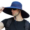 Chapeaux de plein air hommes 15CM grand large bord chapeau de pêcheur en plein air imperméable chapeau de soleil alpinisme casquette mode Panama chapeau pêche chapeaux unisexe 230515