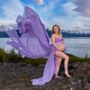 Moderskapsklänningar sexiga moderskapsklänningar split front lång graviditet pografi klänning spets chiffong gravida kvinnor maxi klänning för po props 230516