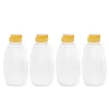Bouteilles de stockage 4 pièces clair miel avec couvercles bocaux anti-fuite bouteille à presser conteneur de confiture pour la cuisine à la maison (500g