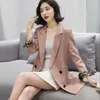 Damespakken Casaco Feminino 2023 Spring herfst Pink Black Blazer Vintage Suit Jack Women Ladies Jackets lange mouwen blouse jas vrouw