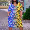 Abiti casual Estate 2023 Abito da donna con scollo a V stampato in 3D da donna Stile bohémien Moda allentata Ragazze africane