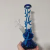25CM 10 Inch Heady Bong Premium Blue Vein Glow in the Dark Pink Color Hookah Water Pipe Glass Bongs With 14mm Downstem And Bowl Ready for Use US Warehouse