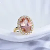 Klaster Pierścienie Złote Morganite Motyl Modna Moda Naturalna kryształ rzeźbione kobiety Amulet Talizmany Regulowany pierścień Pierścienia Prezenty 925 Srebrne