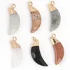 Charms 1Pcs 27X10mm Ciondolo in pietra a forma di luna naturale Multicolore Agate di cristallo Labradorite per gioielli che fanno orecchini collana fai da te