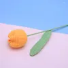 Decorative Flowers 1pcs Knitting Bouquet Tulips Daisy Bellflower Hand-Knitted Fake Flower Homemade Finished Knit Home Decorate Gift