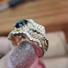 Cluster-Ringe Großhandel RR2234 Europäische Mode Feine Frau Mädchen Braut Mutter Party Geburtstag Hochzeitsgeschenk Glänzender Zirkon 18KT Gold Ring