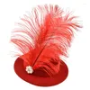 Copricapo Donna Pearl Feather Pillbox Hat Hair Clip Fascinator Wedding Banquet Party Costu