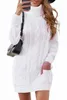 white Cowl Neck Cable Knit Sweater Dress 2023 Hot New w0qz#