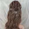 Coiffes. Coiffe de mariée coréenne faite à la main en fil de cuivre perlé longue guirlande bande de cheveux accessoires de robe