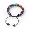 Strand 3st Chakra Natural Stone Charm Lava Rock Rose Quartzs Bead Armband för män Kvinnor flätade armband Justerbara smycken Pulseira