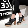Dress Shoes Plus Size 34-43 Fashion Spring Autumn Ladies Pumps Lace-Up Square Heel Dames Round Toe Handmade Party Casual