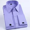 Herenjurken shirts heren Frans manchet shirt lange mouw slanke fit smoking met manchetknopen poly/katoen dubbele knopkraag