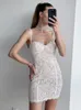 فستان Midi Lace Green Dress Elegant Sexy Night Wedding Guest Party Party Dresses Spaghetti Strap Fridtrics for Women 2022