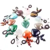 Nyckelringar Natural Gemstone Love Crystal Heart Stone Pendant Keychain Healing Gemstones Pärlor Kedja Ring Drop Leverans smycken DH3JG