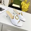 Designer luxury High Heels Dress Shoes brand Slippers Mules Slides Footwear Rhinestone real silk Chunky Block Slip-On Open Toe fashion Street Style sandal