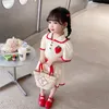 Clothing Sets Baby Girls Clothing Sets Summer Children T Shirt Shorts 2 Pieces Suit Strawberry Kids Casual Sportswear Infant Clothes 2-8 Years 230516