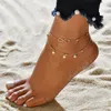 Anklets Boho Beads Anklet for Women Summer Association Beach Barefoot Multilayers قابل للتعديل على أساور الكاحل