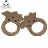 Baby Teethers Toys 10pcs Safe Kara Teething Baby Teether Cute antlers Design Wooden Ring Animal Shape Toy handmade wooden teether-giraffe teether 230516